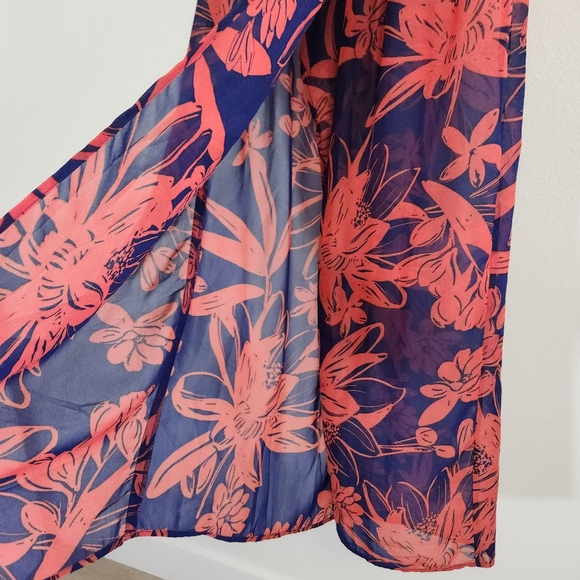 Goa By Japna Maxi Skirt Womens Medium Blue Floral Maxi Swim Cover Up Wrap Boho - Picture 5 of 12